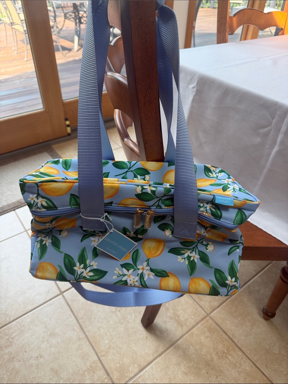Draper James Blue Lemon Print Travel Bag